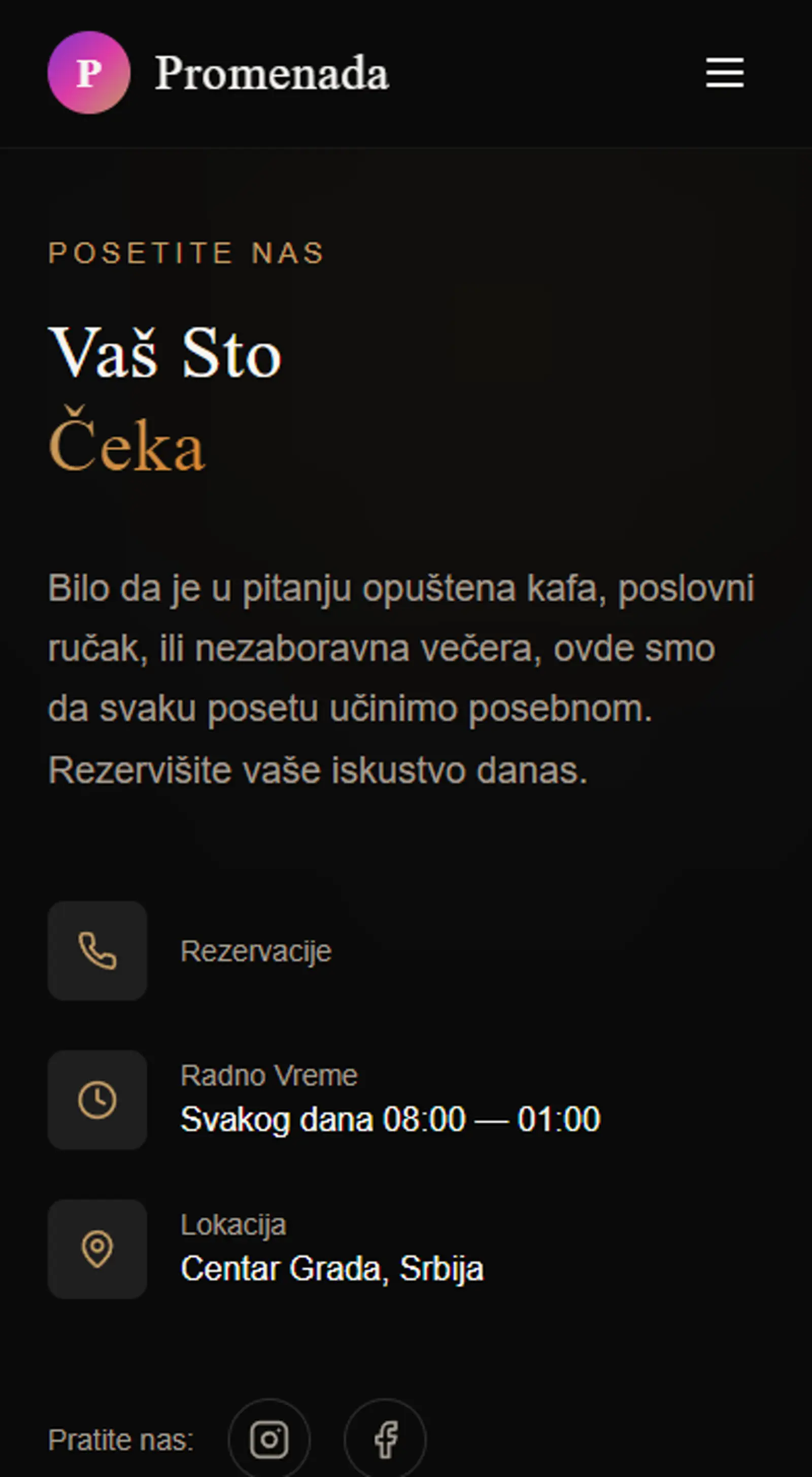 Mobile call to action section