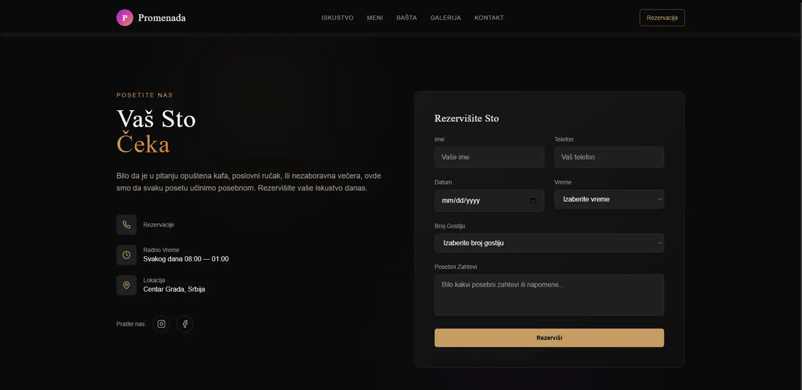 Menu and Venue Presentation